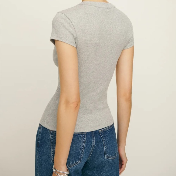 NWT Reformation Raelynn Knit Button Top in Heather Grey XS - Picture 2 of 9
